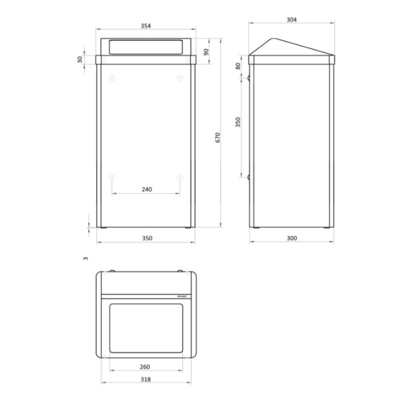 Waste bin Stay - 65L - Brushed stainless steel 