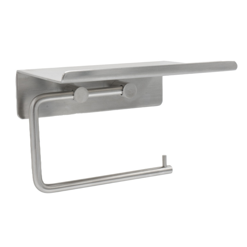 Base - Toilet paper holder with shelf - Brushed stainless steel