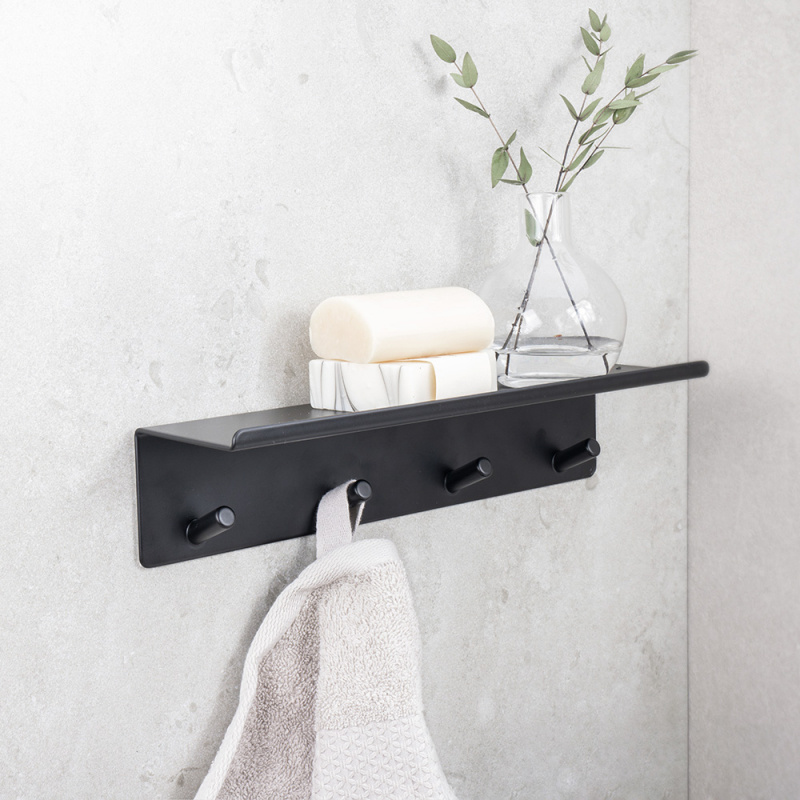 Base - Hook rail with shelf - Matt black