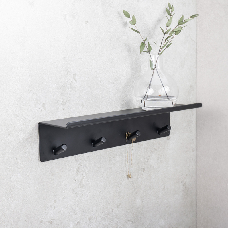 Base - Hook rail with shelf - Matt black