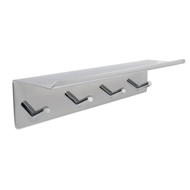Base - Hook rail with shelf - Polished chrome