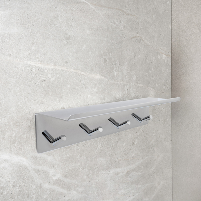 Base - Hook rail with shelf - Polished chrome