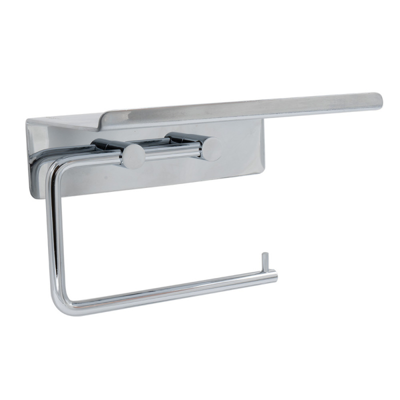 Base - Toilet paper holder with shelf - Polished chrome