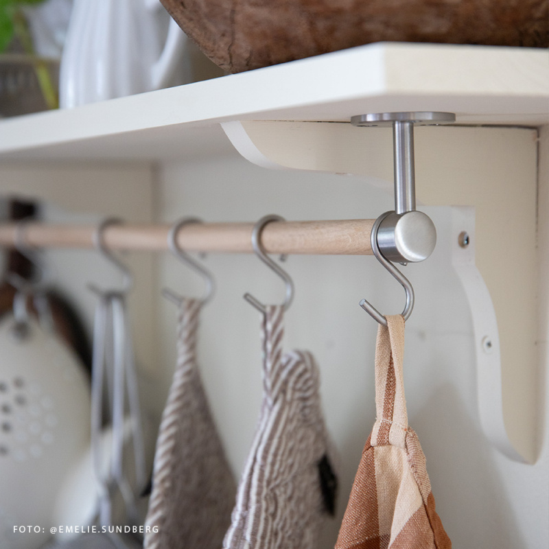 Kitchen rail Aveny - 600mm - Complete - Oak/Brushed stainless steel