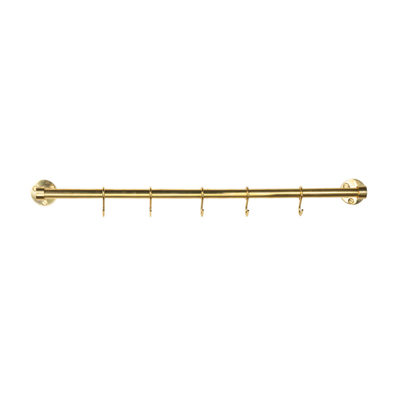 Kitchen rail Aveny - 600mm - Complete - Polished Untreated Brass
