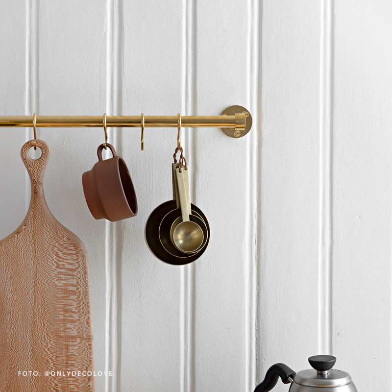 Kitchen rail Aveny - 600mm - Complete - Polished Untreated Brass