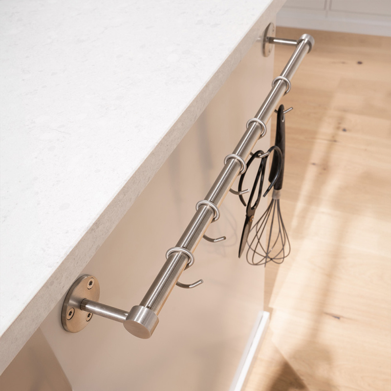 Kitchen rail Aveny - 600mm - Complete - Brushed stainless
