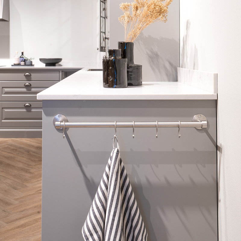 Kitchen rail Aveny - 600mm - Complete - Brushed stainless