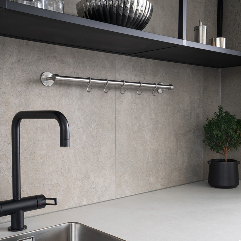 Kitchen rail Aveny - 600mm - Complete - Brushed stainless