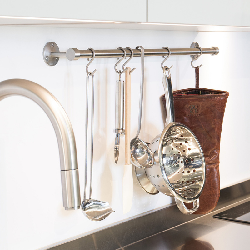 Kitchen rail Aveny - 600mm - Complete - Brushed stainless