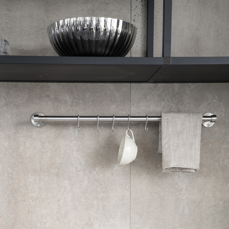 Kitchen rail Aveny - 600mm - Complete - Brushed stainless