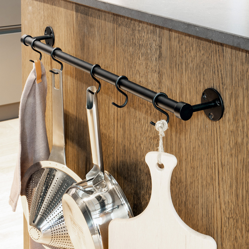 Kitchen rail Aveny - 600mm - Complete - Matt black