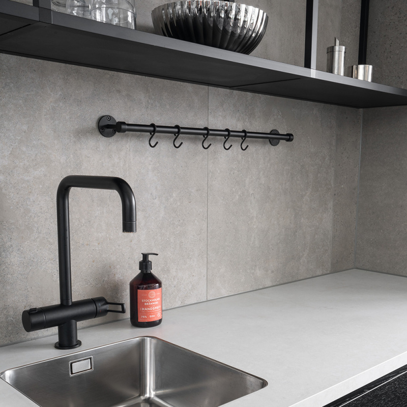 Kitchen rail Aveny - 600mm - Complete - Matt black