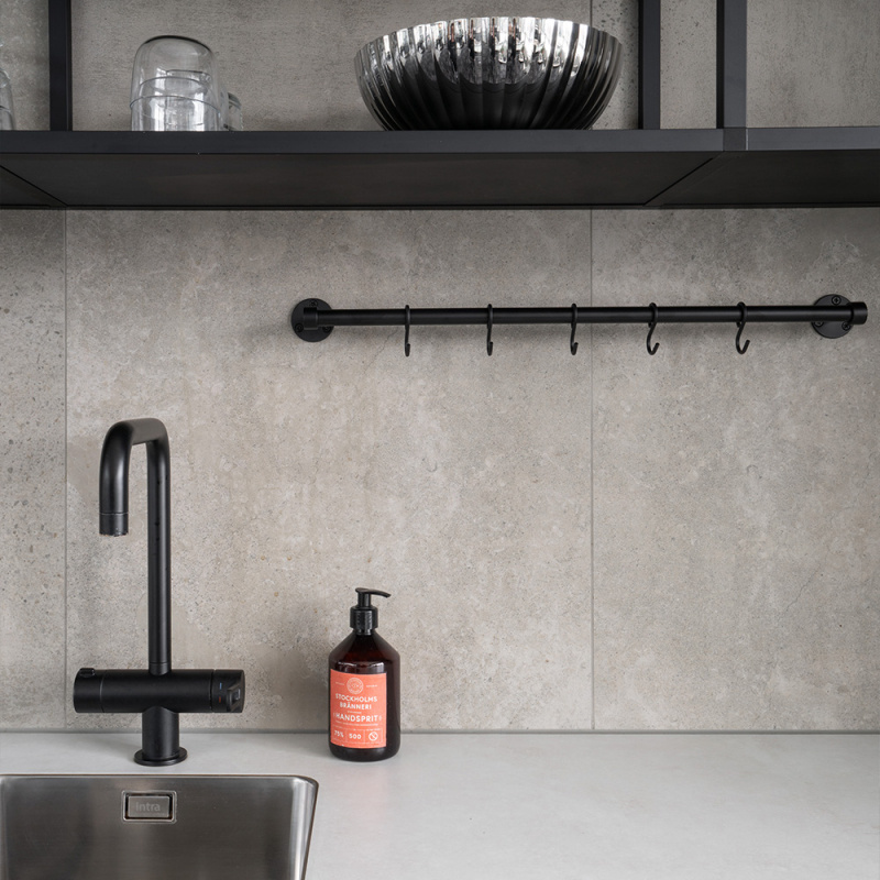 Kitchen rail Aveny - 600mm - Complete - Matt black