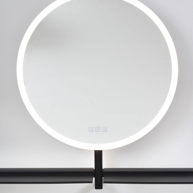 Bathroom mirror IO with lighting and shelves - Black