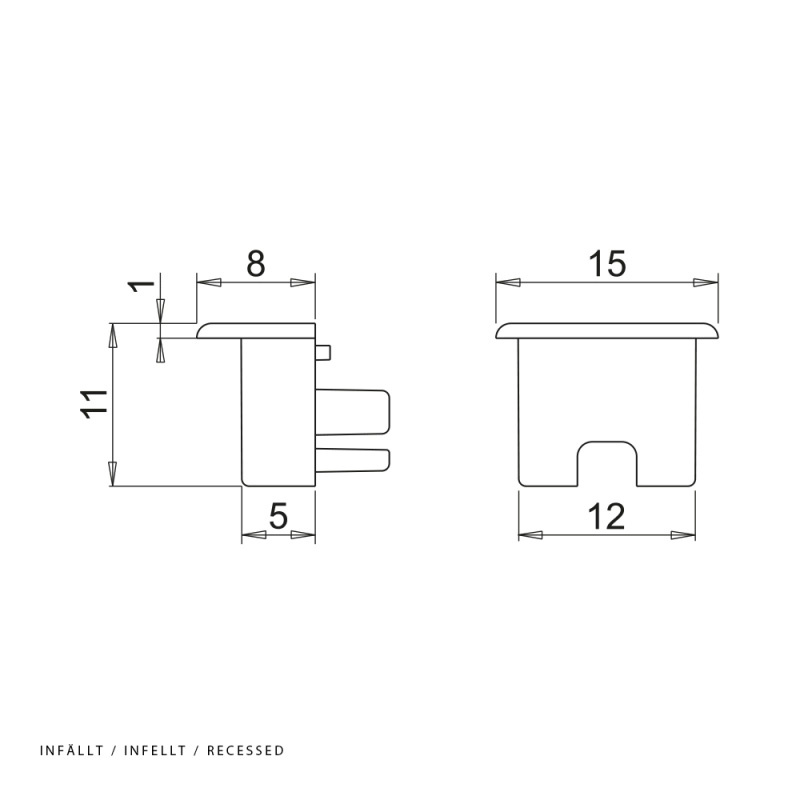 End caps Nexus - Recessed - 2-pack