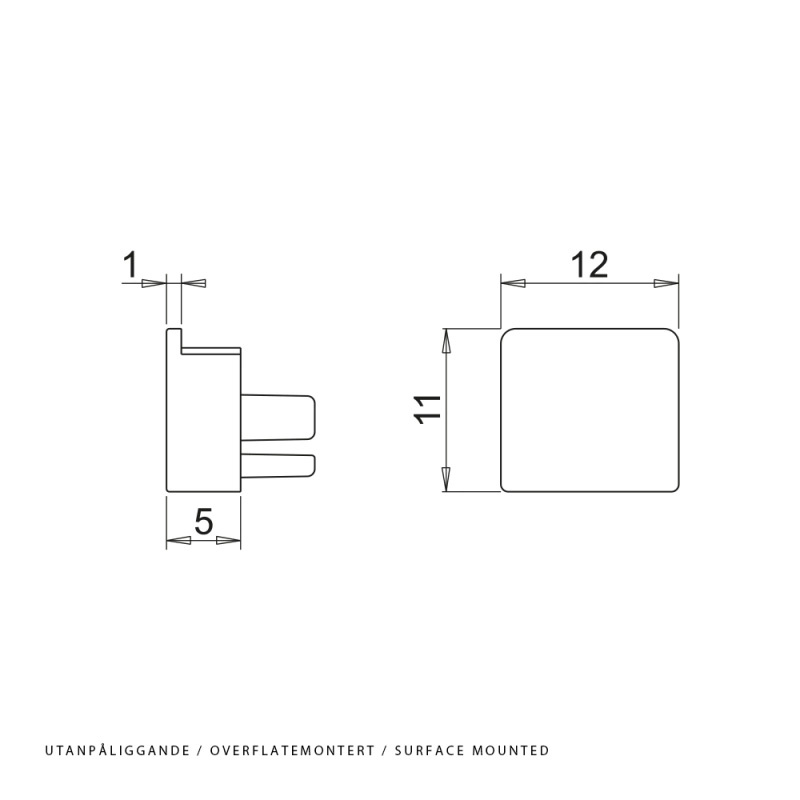 End caps Nexus - Surface mounted - Black - 2-pack