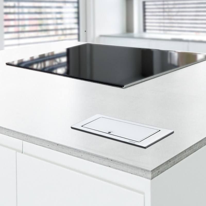 Powerbox Backflip - Electrical outlet and USB-C - Stainless steel look