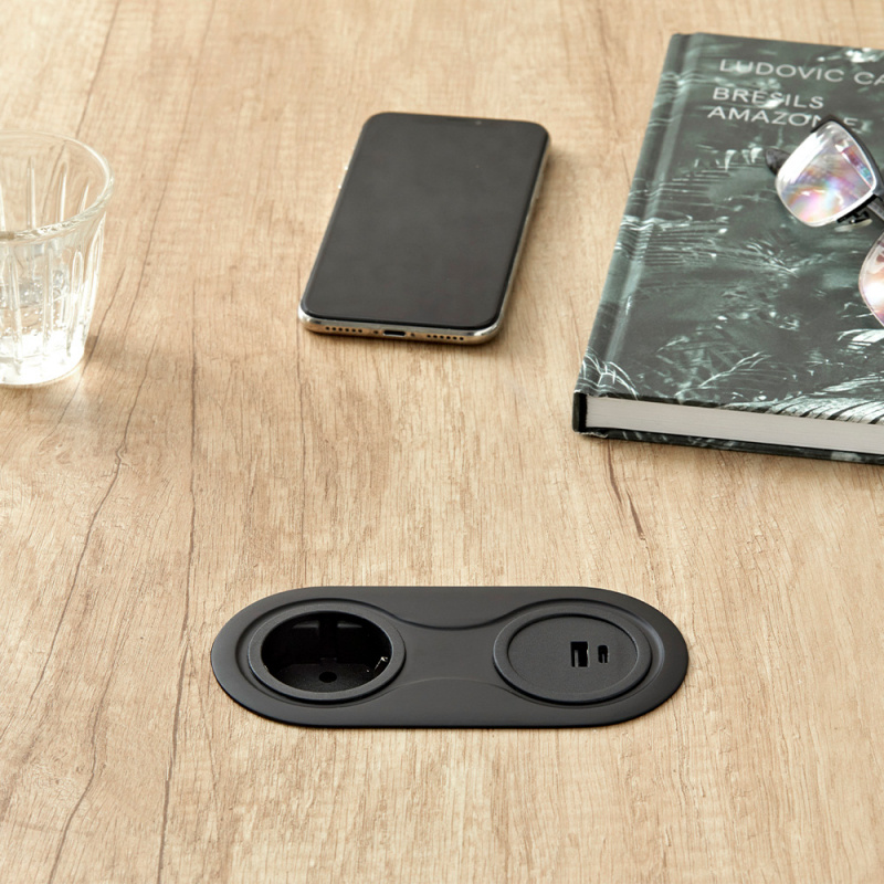 Power outlet Infini - Matt black 