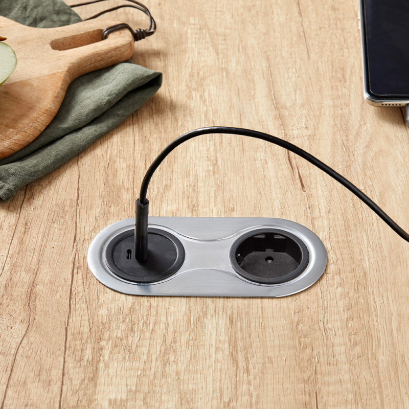 Power outlet Infini - Stainless steel look