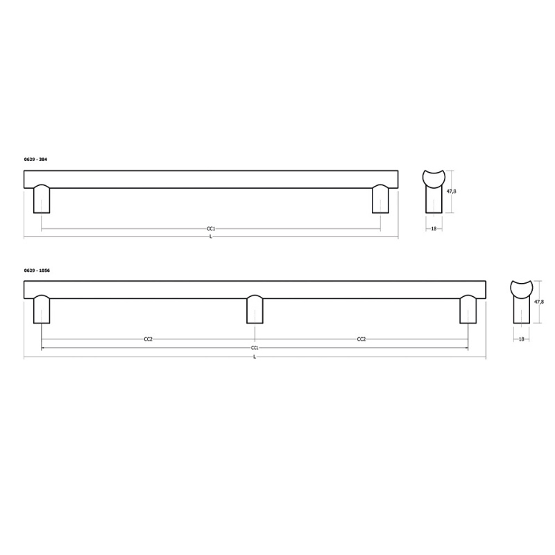 Handle Moon - Stainless steel look