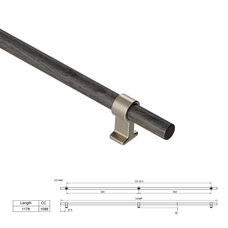 Handle Bond – Dark-stained oak/Brushed brass