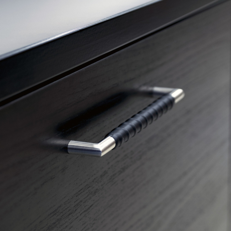 Handle Norma 12 - Stainless steel/brown leather