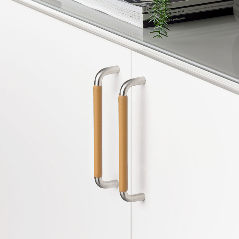 Handle SS-A - Stainless steel/nature leather wrapped